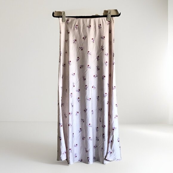 Cotton On Pink Floral Satin Maxi Skirt Size Medium - Picture 2 of 6
